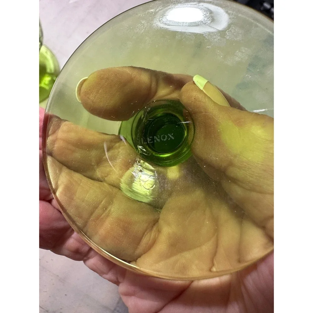 Vintage MCM, LENOX,  Green Sherbet or Champagne Glasses, Set of 7, HTF‎ pattern